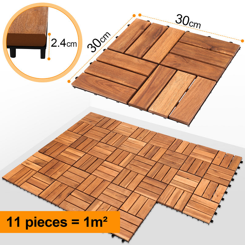 Hengda Holzfliesen aus Akazienholz Balkon Terrassenfliesen Garten Fliesen 1m²-5m²