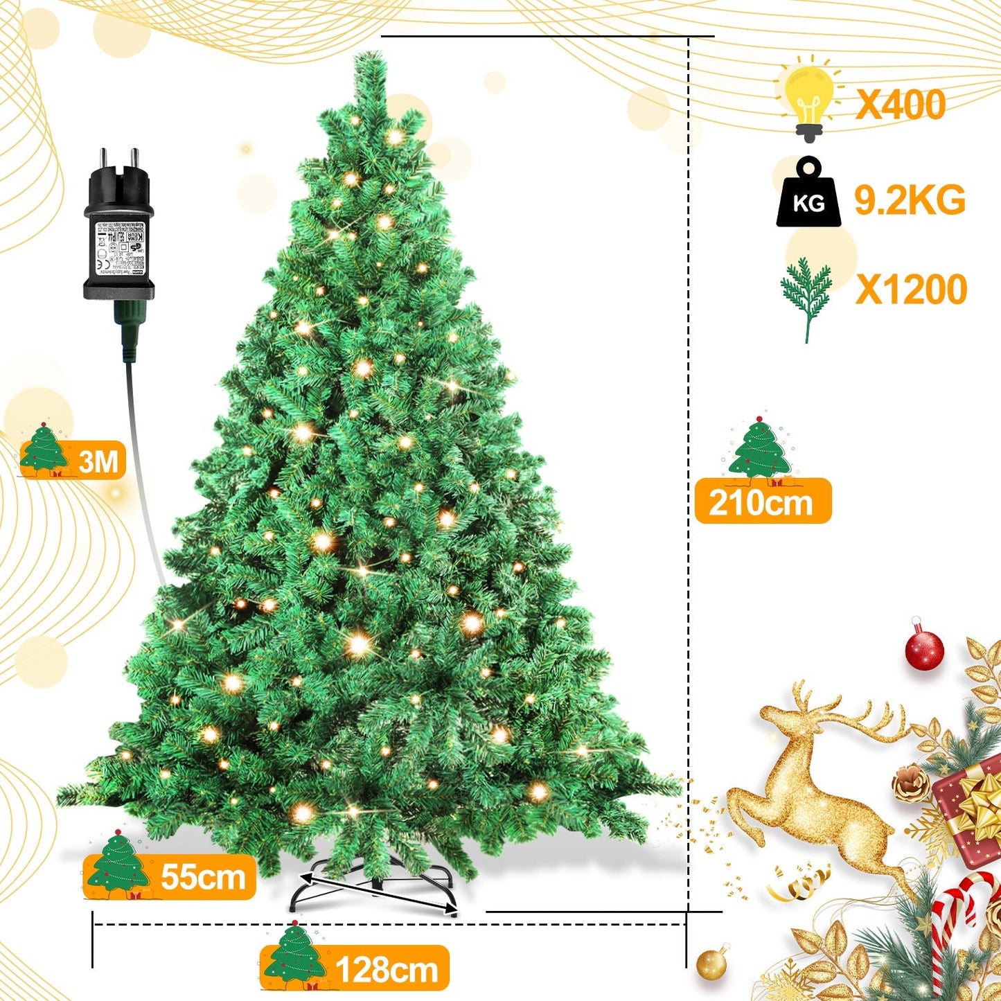 Hengda Weihnachtsbaum Künstlicher mit Beleuchtung