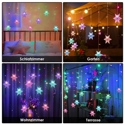 Hengda LED Lichterkette Schneeflocke PartyLicht IP44 Lichterketten Xmas Lichtervorhang