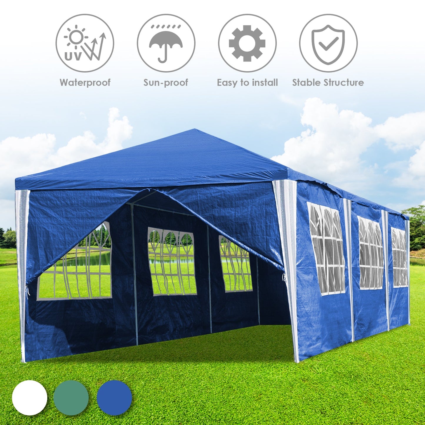 Hengda Gartenpavillon Partyzelt Pavillon Gartenzelt Hochzeit Festzelt 3x3-3x9m