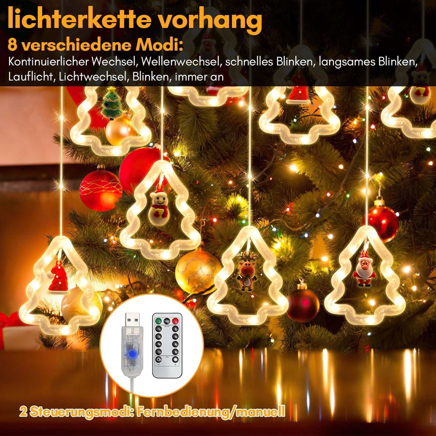 Hengda LED Weihnachtsbeleuchtung Lichtervorhang 3M