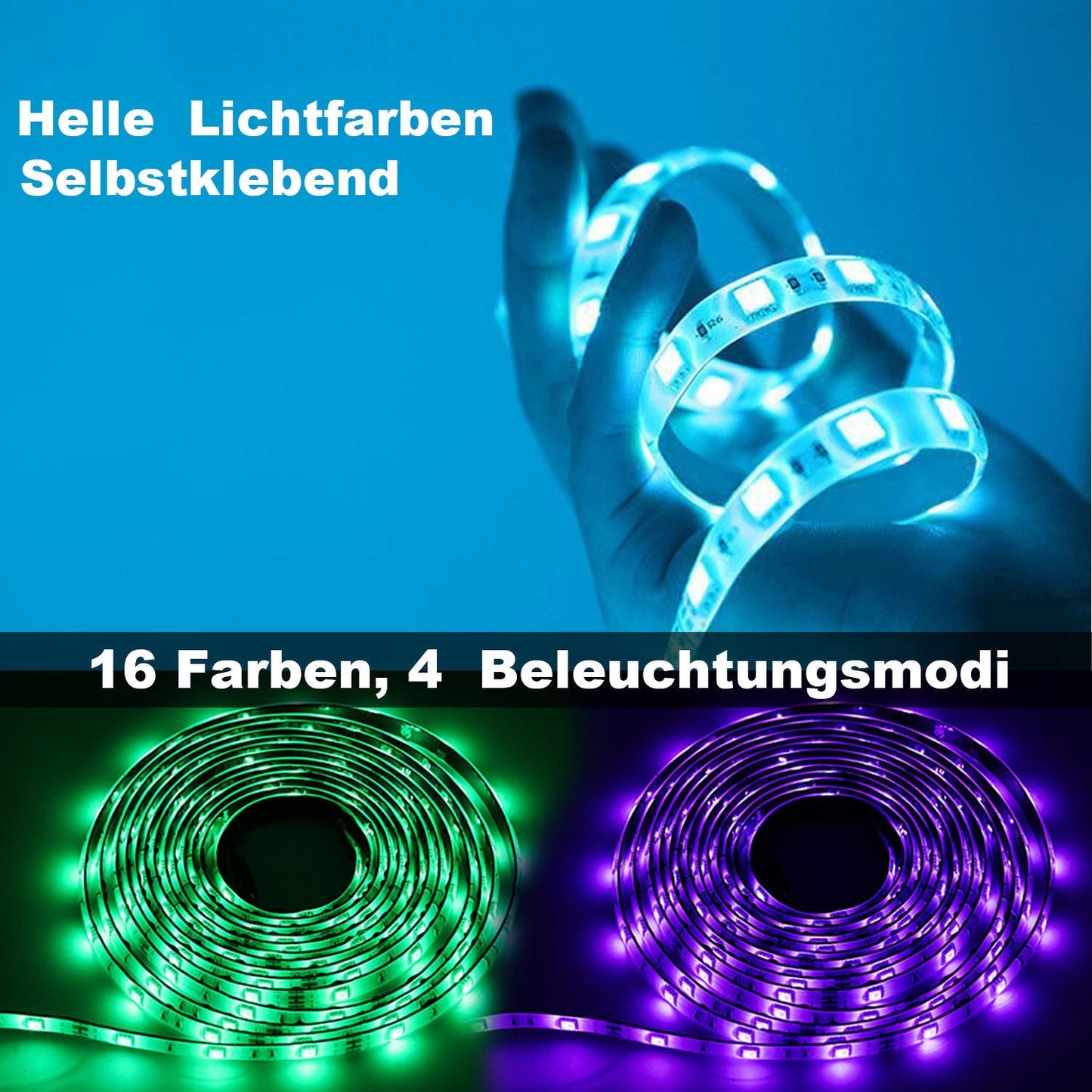 Hengda Led Strip mit 24 Tasten Fernbedienung, RGB 5050 SMD LED Streifen Selbstklebend 12V, led beleuchtung [Energieklasse F]