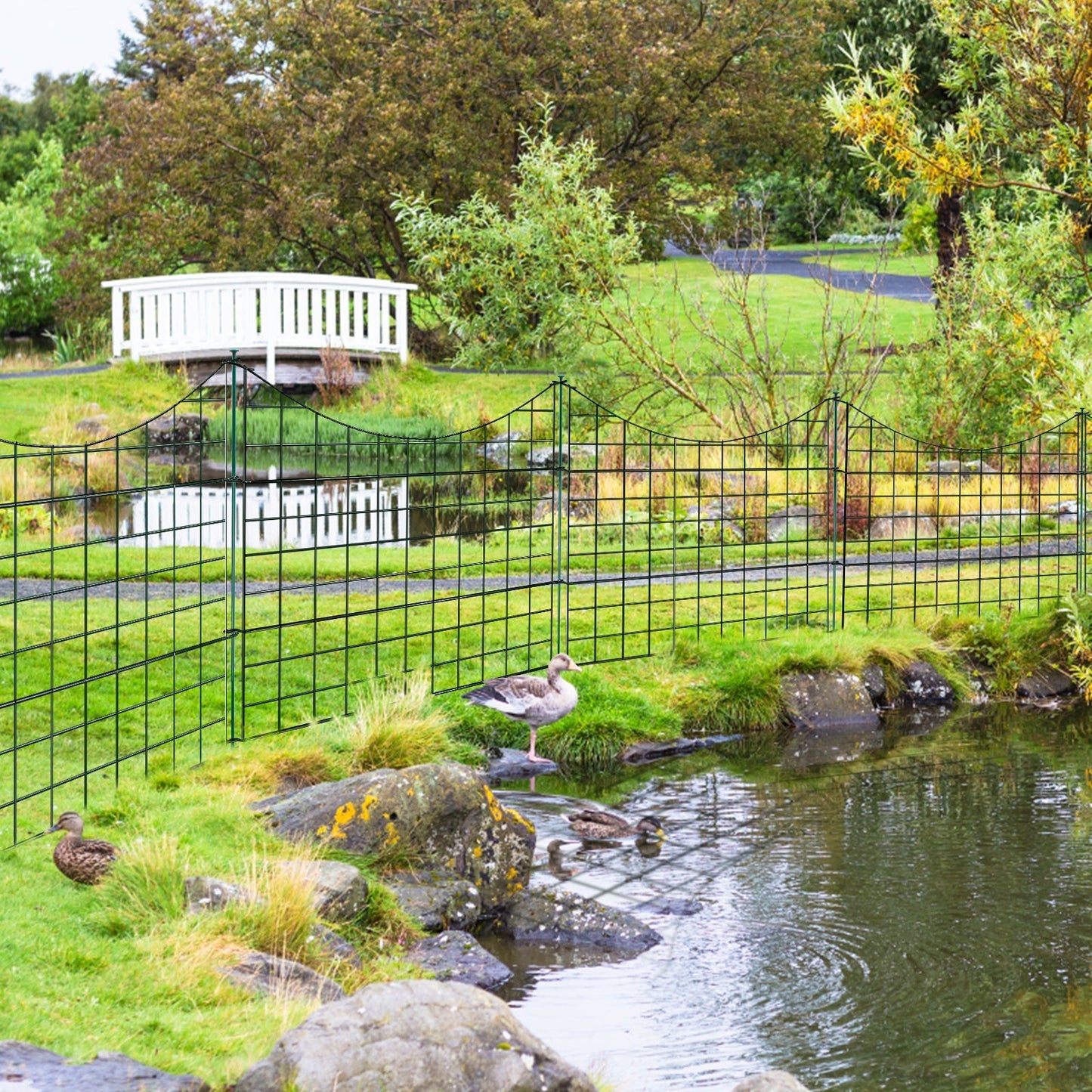 Teichzaun Gartenzaun Metall Steckzaun Set