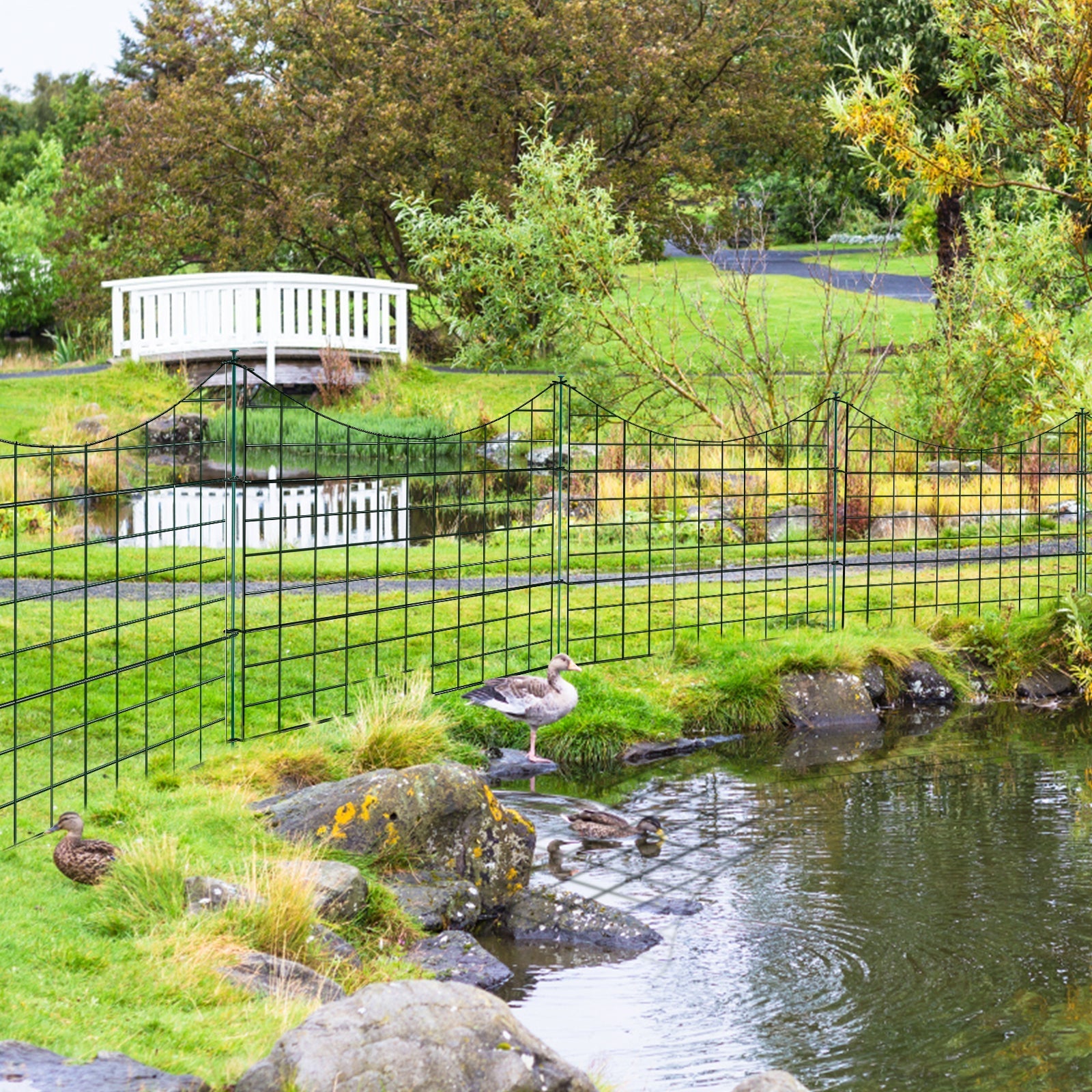 Teichzaun Gartenzaun Metall Steckzaun Set