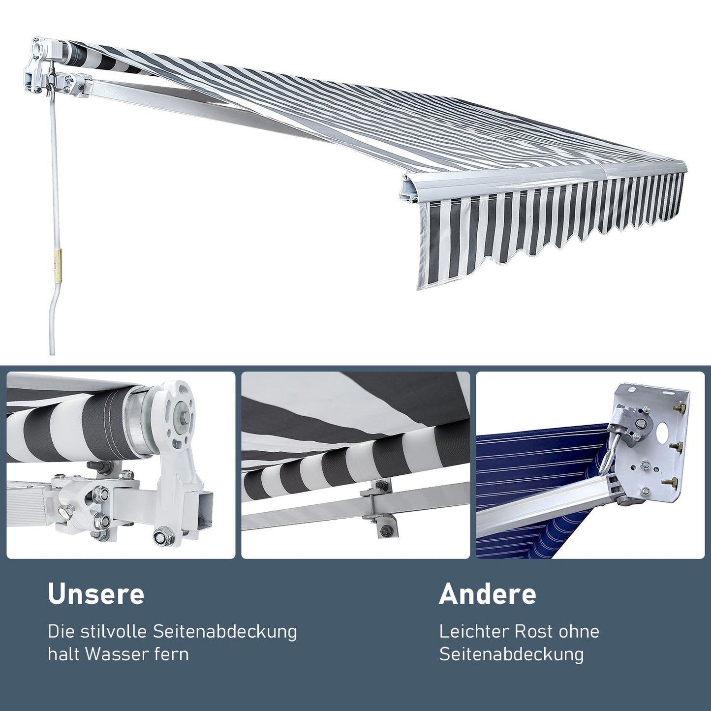 Hengda Sonnenmarkise Balkonmarkise Sonnenschutz Gelenkarmmarkise Windbeständig Balkone