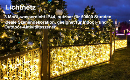 Hengda LED Lichternetz Lichtervorhang Lichterkette Außenlichterkette Strip 8 Modi