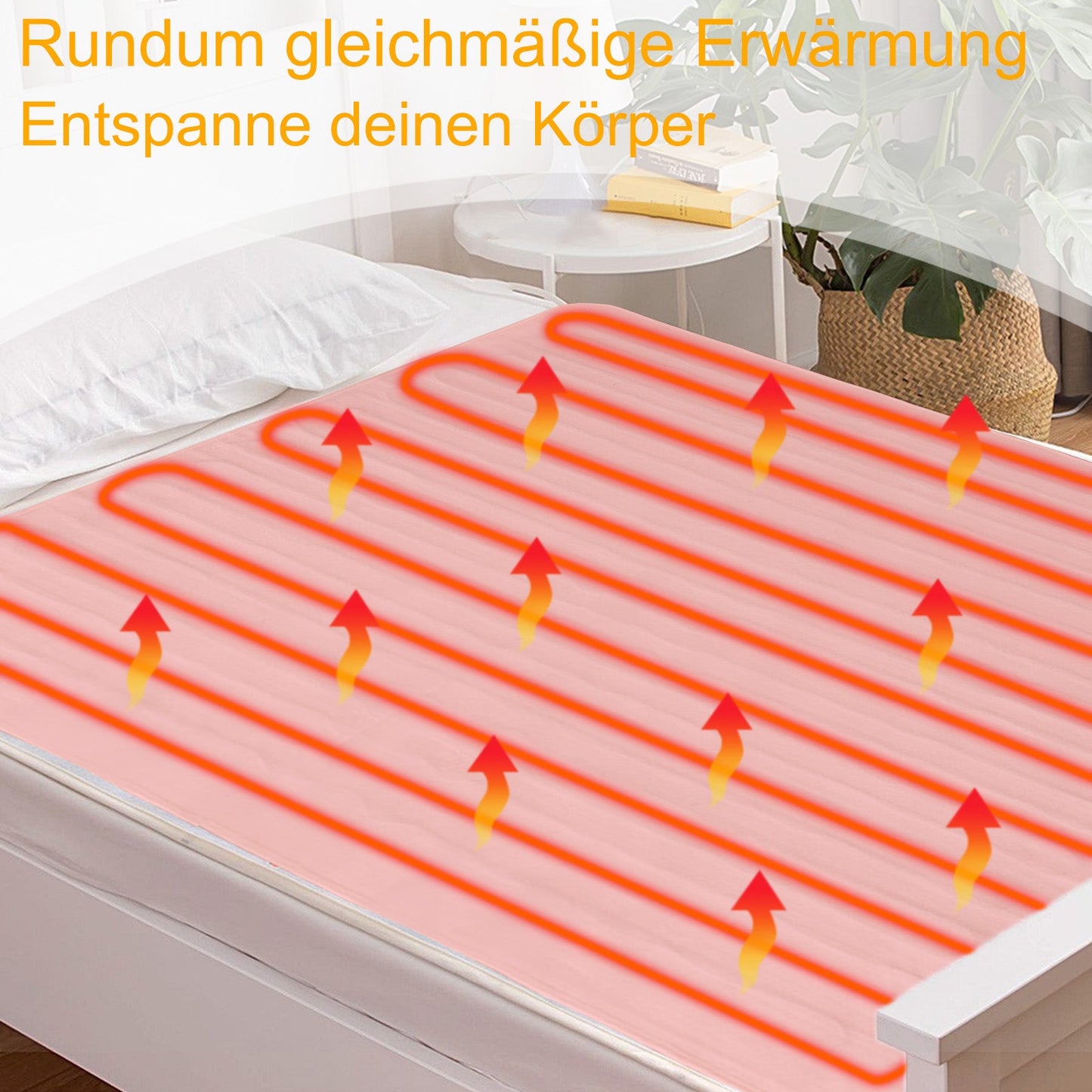 Hengda Wärmeunterbett 3 Temperaturstufen Heizdecke Abschaltautomatik 150 x 80 cm Matratzen Matratzenheizung