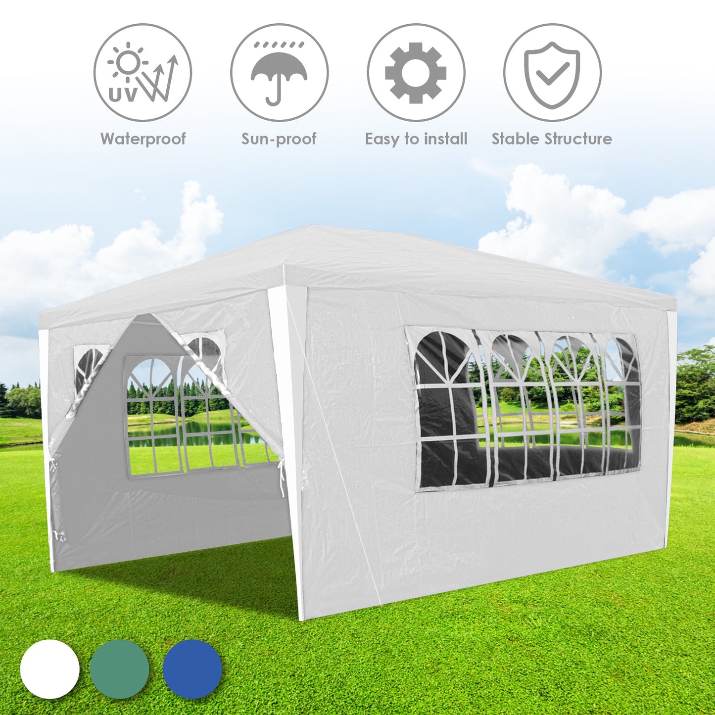 Hengda Gartenpavillon Partyzelt Pavillon Gartenzelt Hochzeit Festzelt 3x3-3x9m