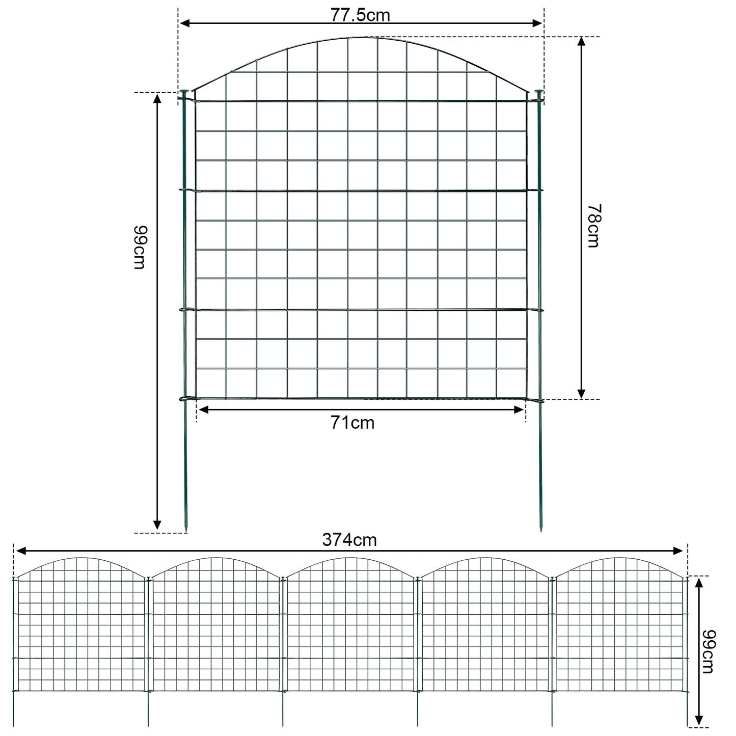 Teichzaun Gartenzaun Metall Steckzaun Set