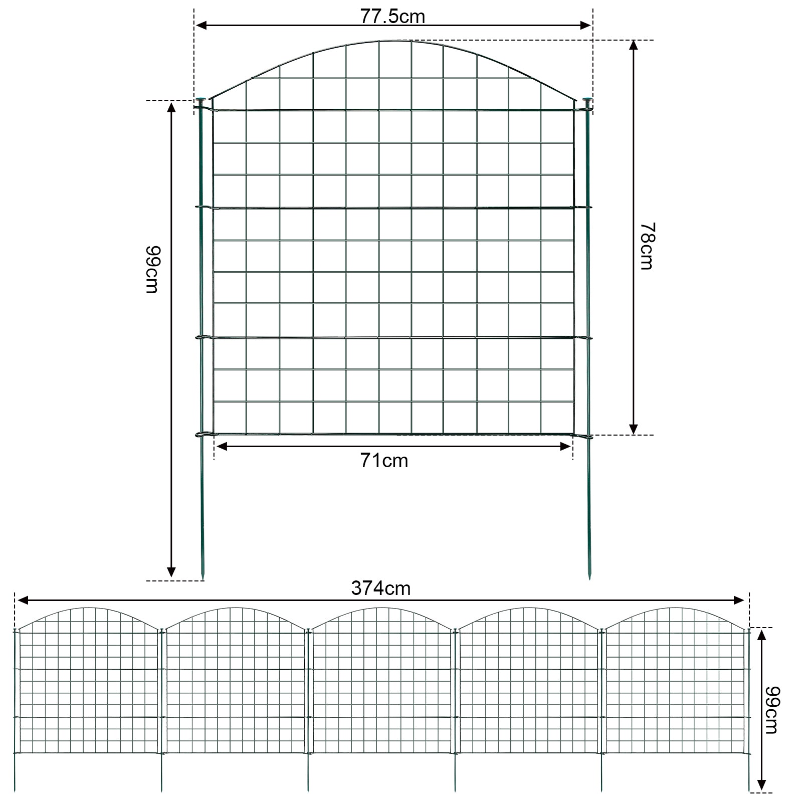 Teichzaun Gartenzaun Metall Steckzaun Set