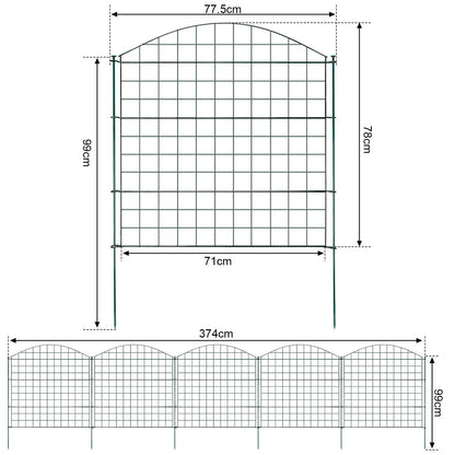 Teichzaun Gartenzaun Metall Steckzaun Set