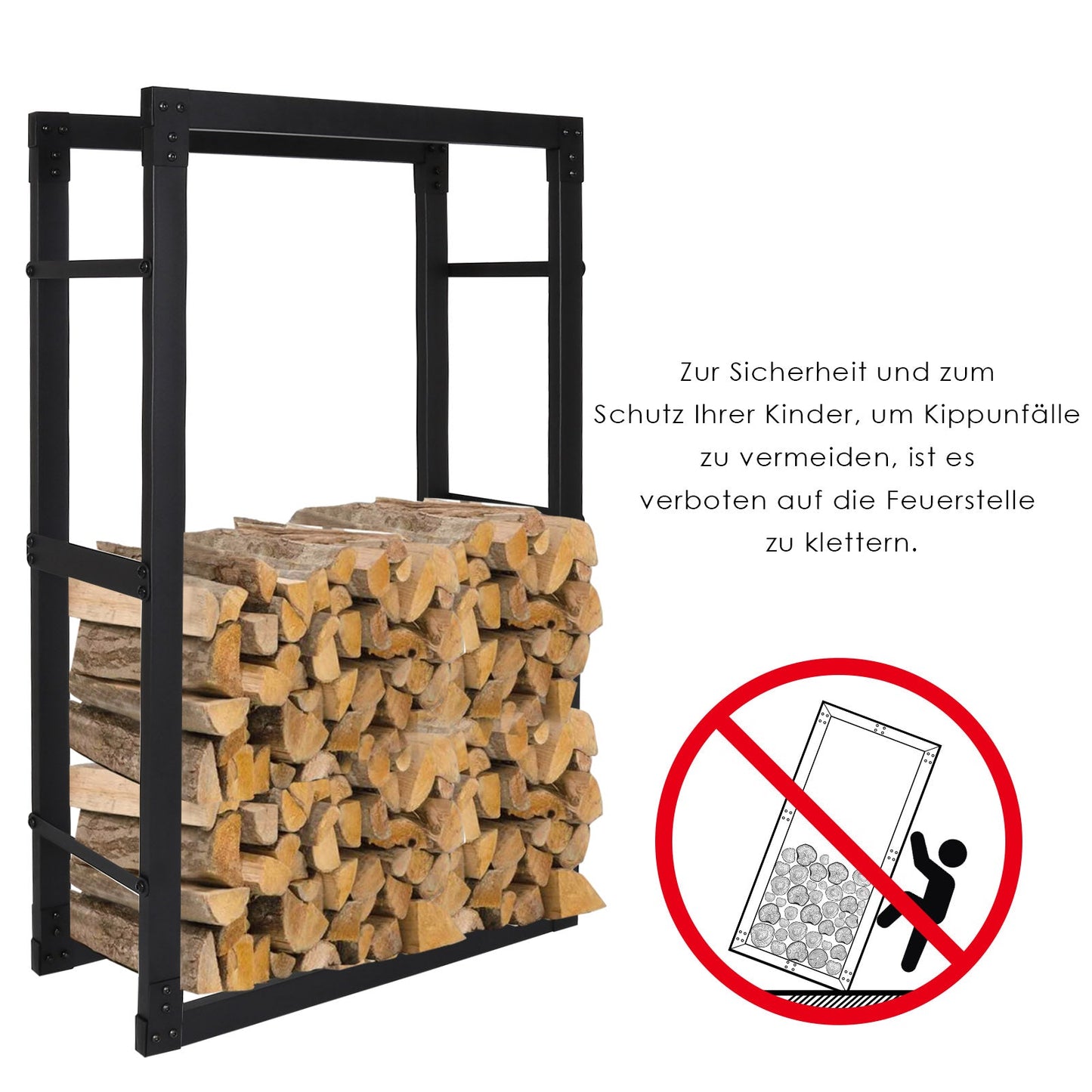 Hengda Kaminholzregal Kaminholzständer Metall für Innen Außen Holzlager Brennholzregal