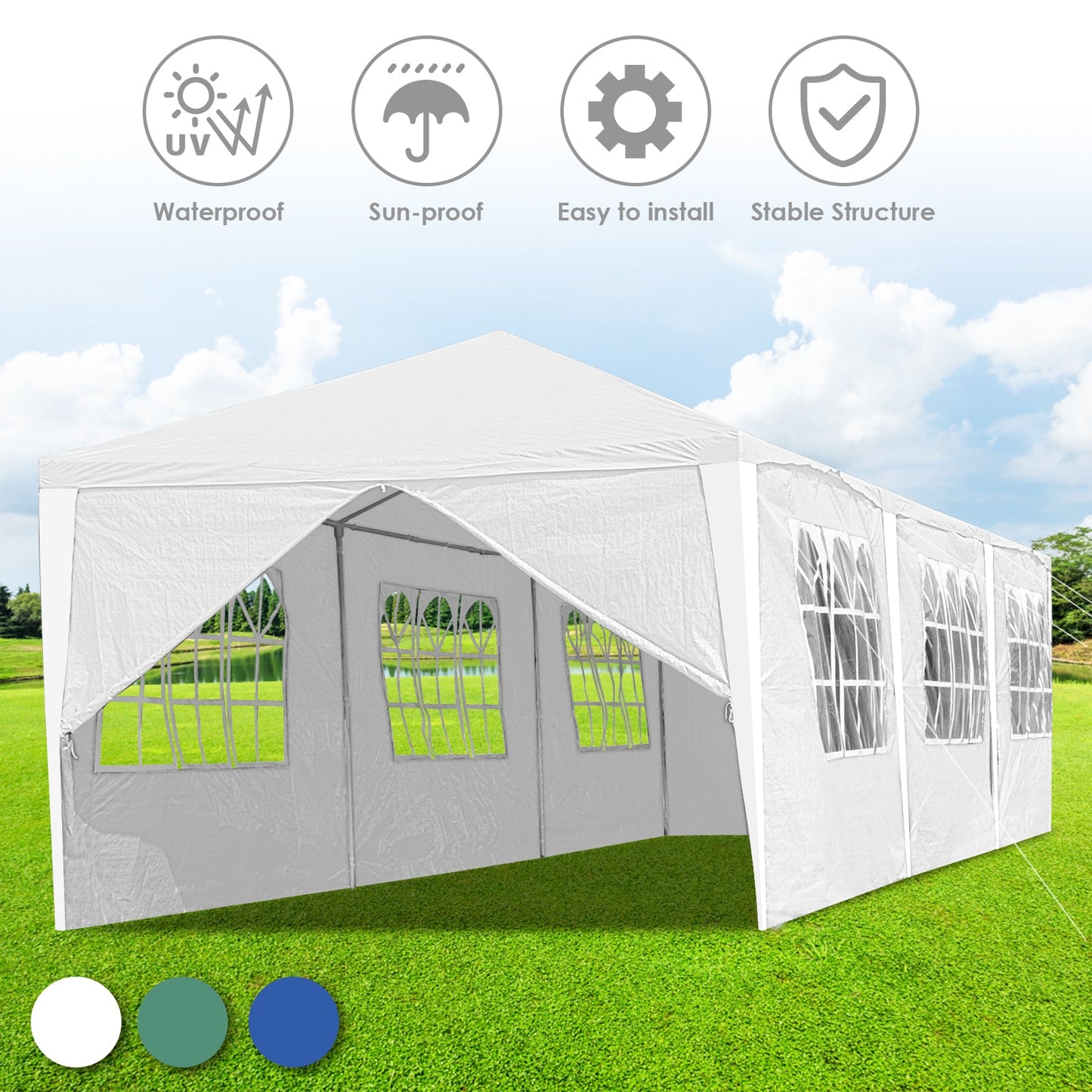 Hengda Gartenpavillon Partyzelt Pavillon Gartenzelt Hochzeit Festzelt 3x3-3x9m