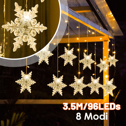 Hengda LED Lichterkette Schneeflocke PartyLicht IP44 Lichterketten Xmas Lichtervorhang