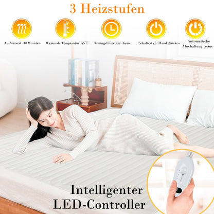Hengda Wärmeunterbett 3 Temperaturstufen Heizdecke Abschaltautomatik 150 x 80 cm Matratzen Matratzenheizung