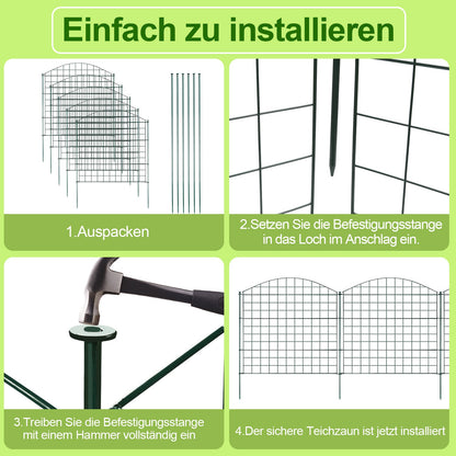 Teichzaun Gartenzaun Metall Steckzaun Set