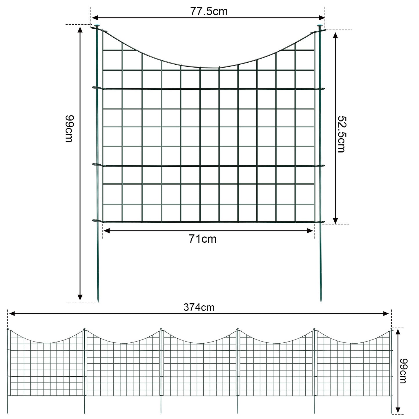 Teichzaun Gartenzaun Metall Steckzaun Set