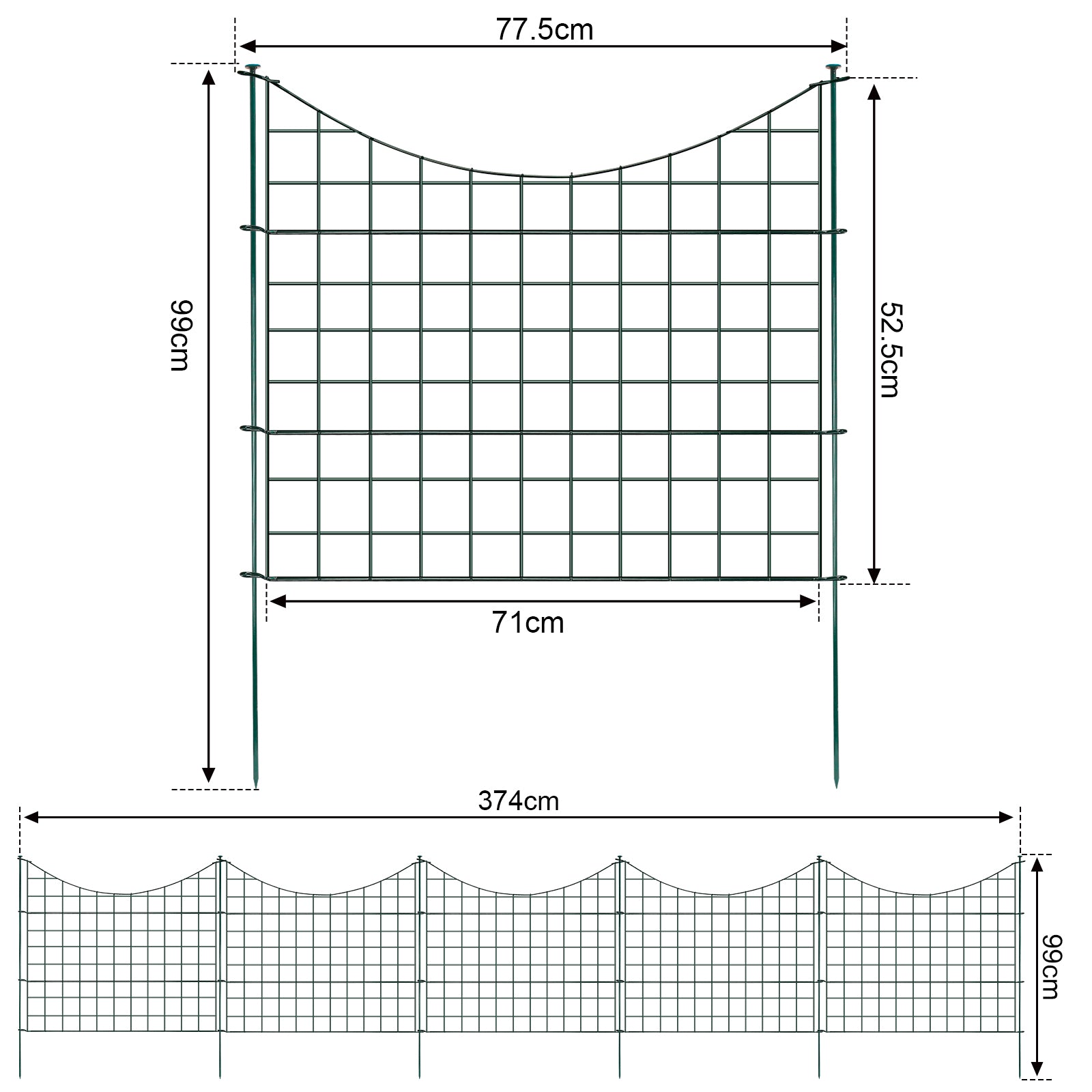 Teichzaun Gartenzaun Metall Steckzaun Set