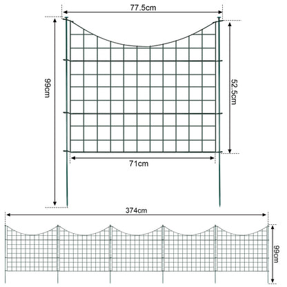 Teichzaun Gartenzaun Metall Steckzaun Set