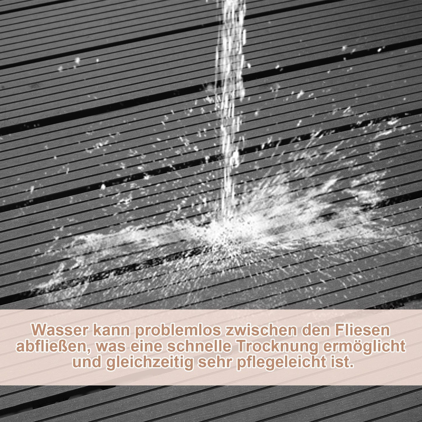 WPC Terrassenfliesen, 30x30 cm/30x60 cm Balkon Bodenfliese, Gartenfliesen mit Klick-System, Terrassendielen Balkonfliesen Klickfliesen, Anthrazit, Braun