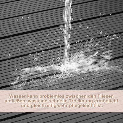 WPC Terrassenfliesen, 30x30 cm/30x60 cm Balkon Bodenfliese, Gartenfliesen mit Klick-System, Terrassendielen Balkonfliesen Klickfliesen, Anthrazit, Braun