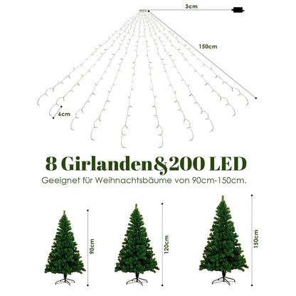 Hengda 200/280 LED Lichterkette Dekobeleuchtung Weihnachtsbaum Weihnachten Tannenbaum